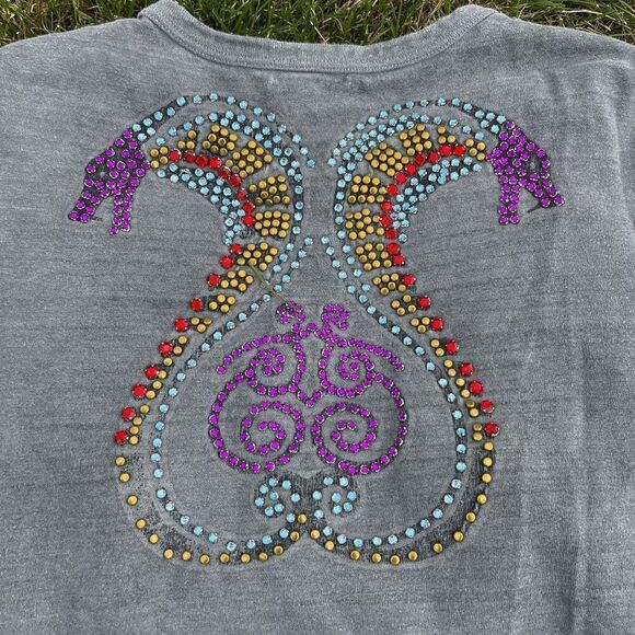 Vingage REPLAY Double-Sided Studded Tee Shirt Sick Fade Gemstone Snake - XL - Picture 1 of 9